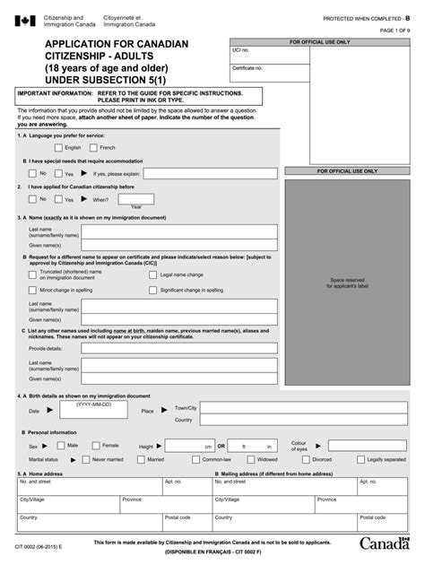 application for canadian citizenship adults