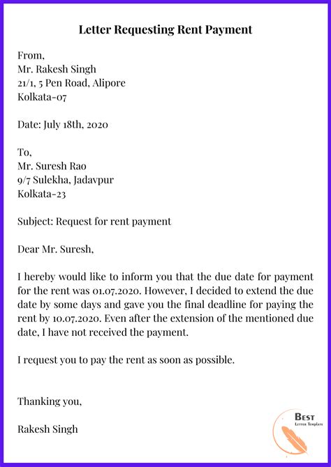 application for deposit of rent in court