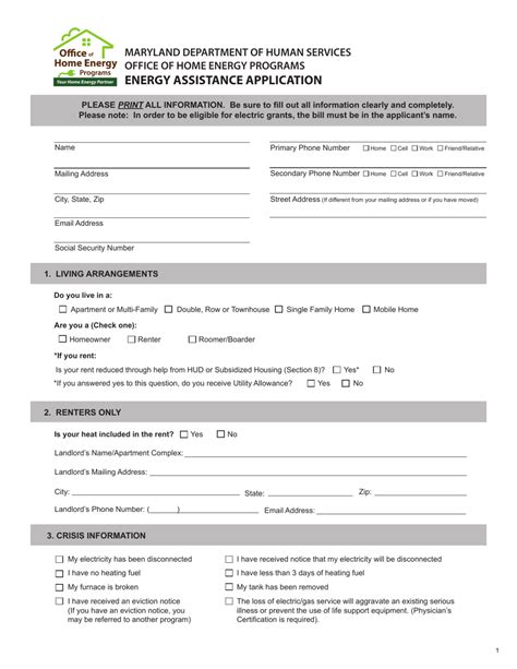 application for energy assistance