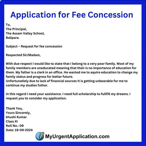 application for fee concession for class 4