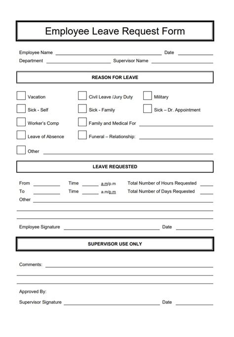 application for leave form template