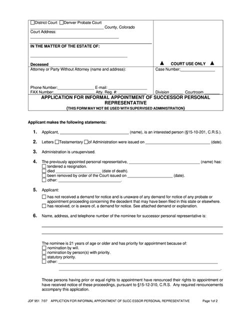 application for personal representative form