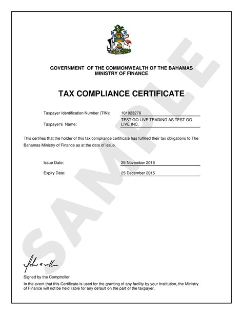 application for tax compliance certificate