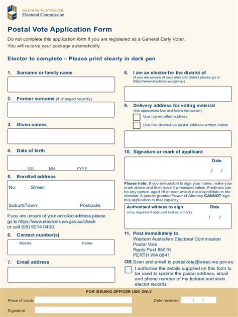 application form for postal voting
