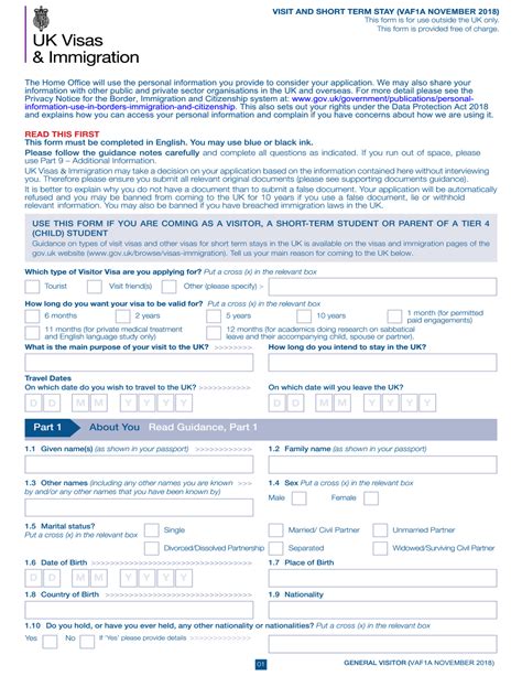 Application Form Uk Visa Visitor