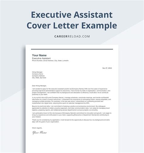 Application Letter Example For Executive Assistant