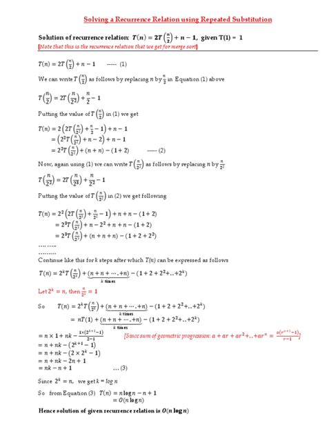 application of recurrence relation in discrete mathematics pdf