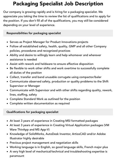 Application Packaging Job Responsibilities