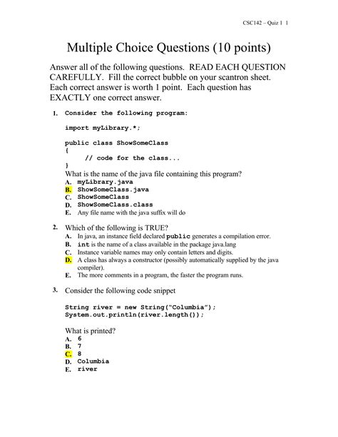 application questions examples multiple choice