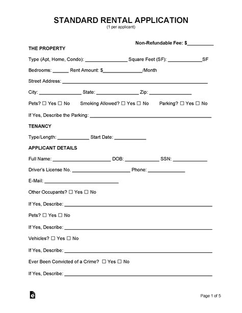 application to rent form template