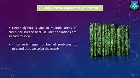 applications of linear algebra in computer science ppt