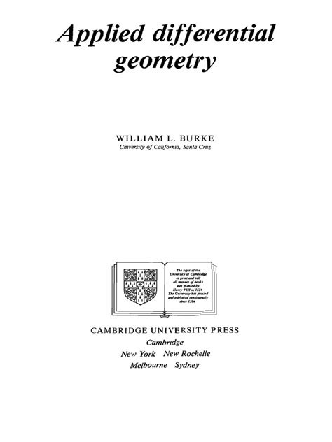 Applied Differential Geometry Burke Pdf