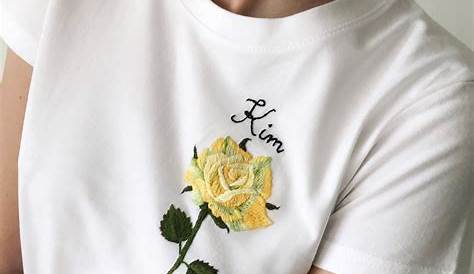 Embroidered Applique Raw Trim Crop Marled Tshirt