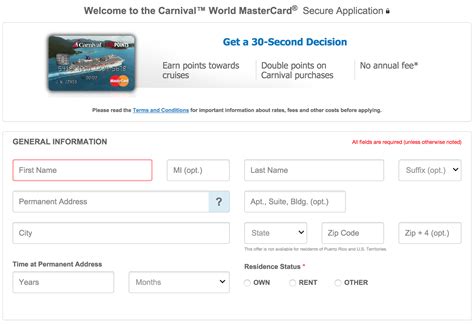 apply for carnival cruise credit card