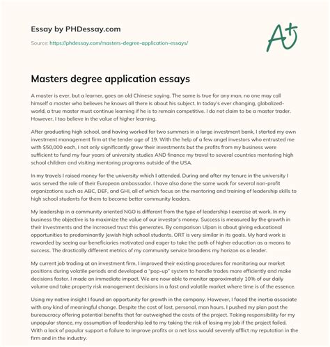 apply for masters degree