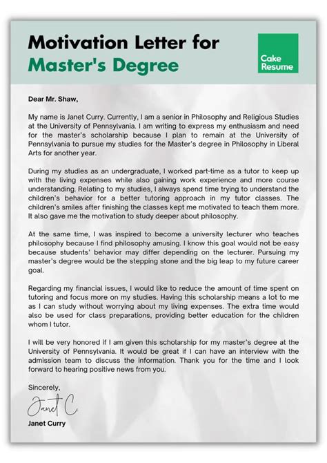 applying for a master's degree