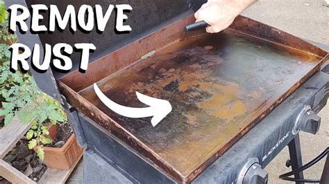 applying rust remover to blackstone griddle