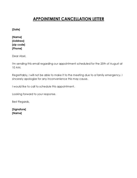 Appointment Cancellation Letter Template 6+ Free Word, PDF Format