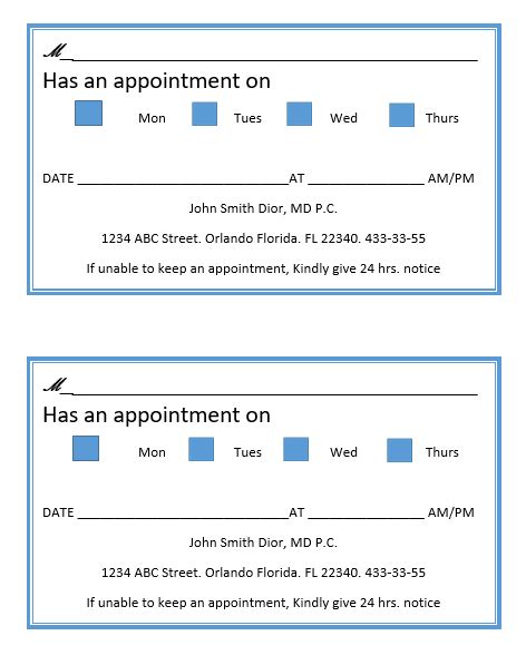 Appointment Slip And Confirmation Slip printable pdf download