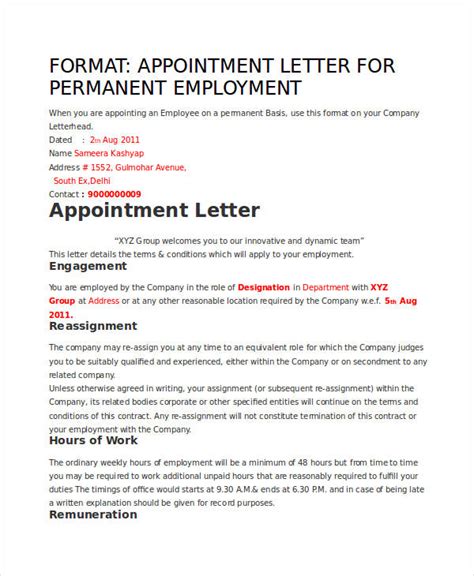 60+ Samples of Appointment Letter Format in PDF and Word