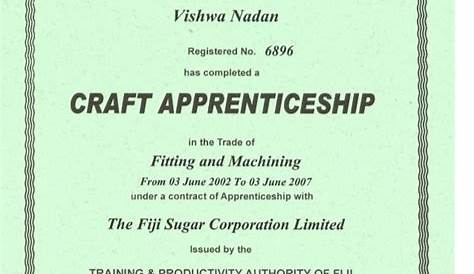 Apprenticeship Certificate Of Training Completion Template