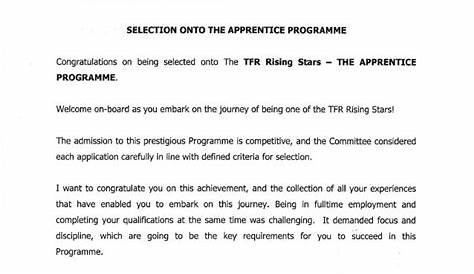 Apprenticeship Letter of Offer Apprenticeship Employment