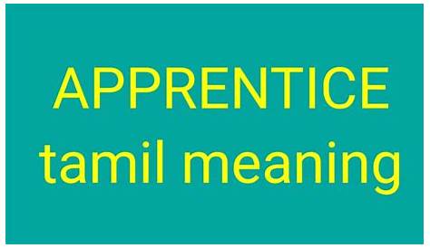 Apprenticeship Meaning In Tamil E Recruitment