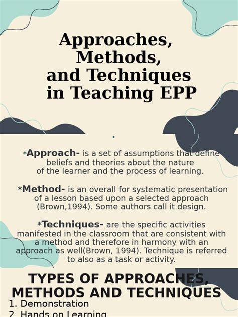 approaches methods and techniques in teaching epp