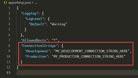 appsettings json connection string example