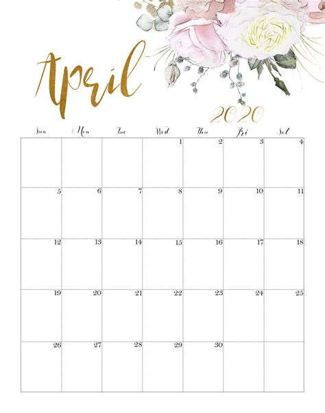 Free Blank April 2020 Calendar Printable in PDF, Word, Excel