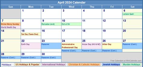 april 2024 calendar events