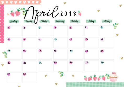 april free printable calendar