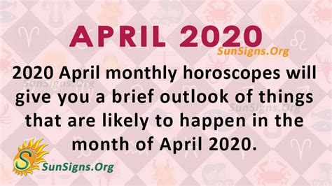 April.2020 Horoscope