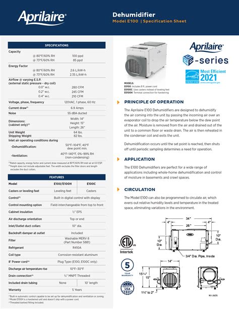 Aprilaire 1850 95Pint Dehumidifier Sylvane