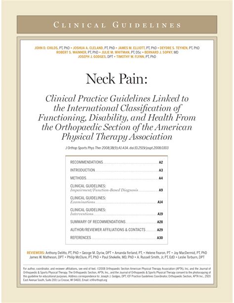 apta clinical practice guidelines neck pain