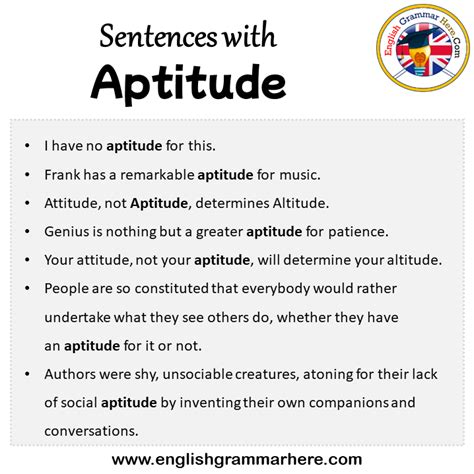 aptitude in a sentence examples