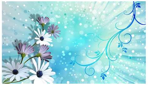 Aqua Flowers Background On Gold HD Desktop Wallpaper Widescreen