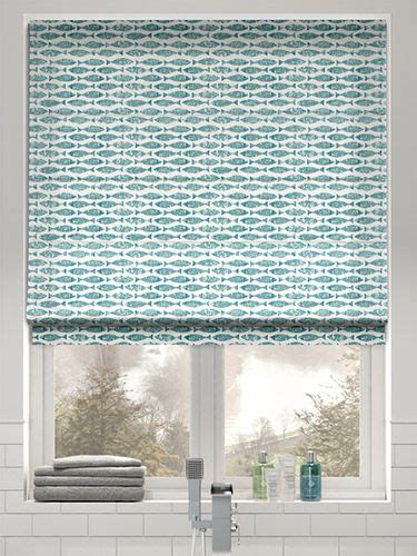 aqua patterned roller blinds