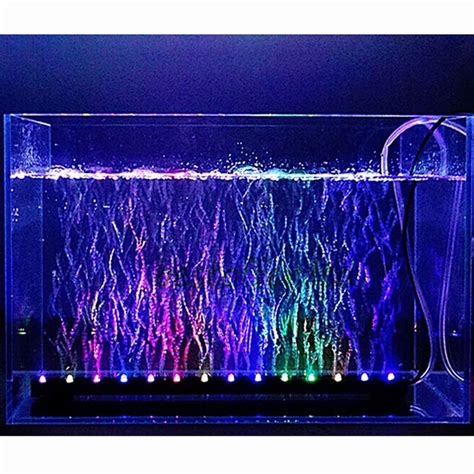 LED Aquarium Stone Aquascape Colorful Light Air Round Bubble Lamp