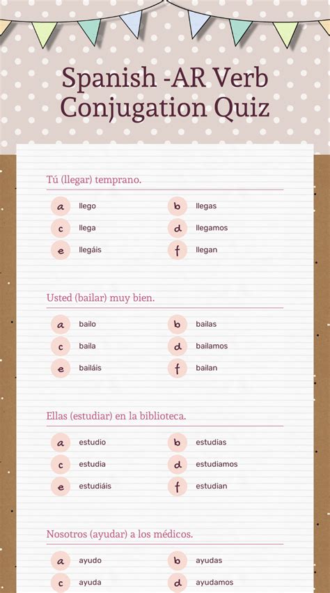 ar verbs in spanish exercises