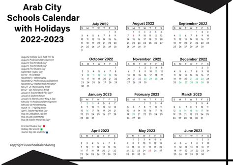 arab city school calendar