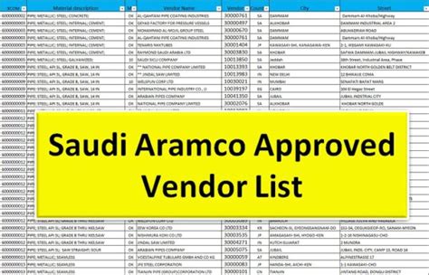 aramco vendor list pdf