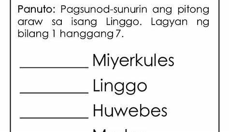 Pitong Araw sa Isang Linggo Worksheets - Fun Teacher Files