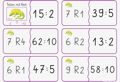12 kostenlose Arbeitsblätter zum Teilen mit Rest in der 3. Klasse für Mathematik an der