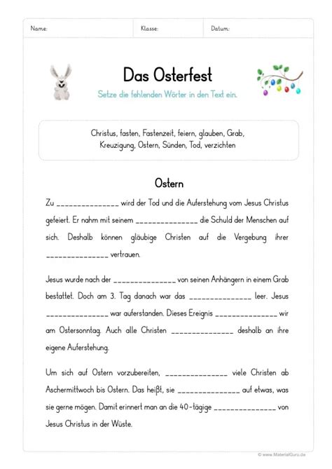 Ostern Arbeitsblatt Kostenlose DAF Arbeitsblätter