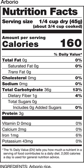 Arborio Rice Nutritional Value