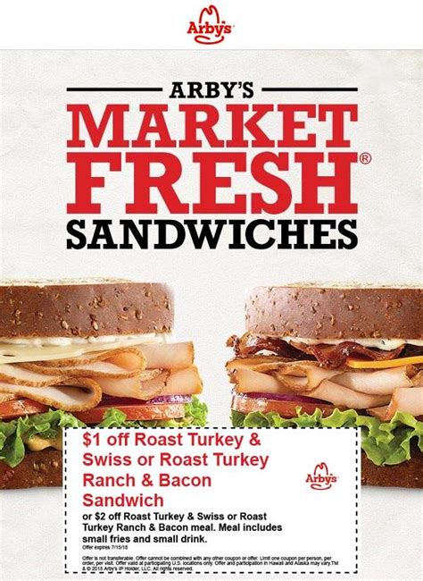 [August, 2021] Second market fresh sandwich or wrap free at Arbys 