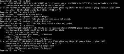 arch linux dhcpcd not found