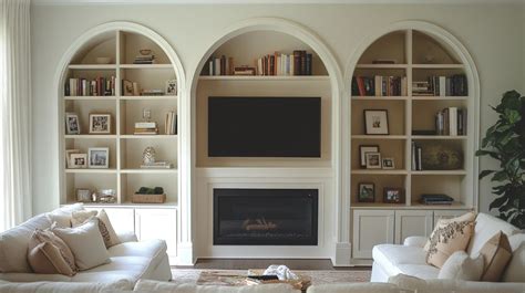 Arched Built In Bookcase