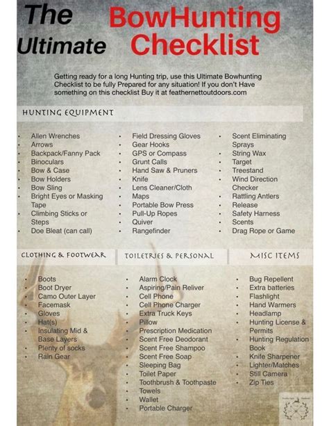 Archery Hunting Checklist
